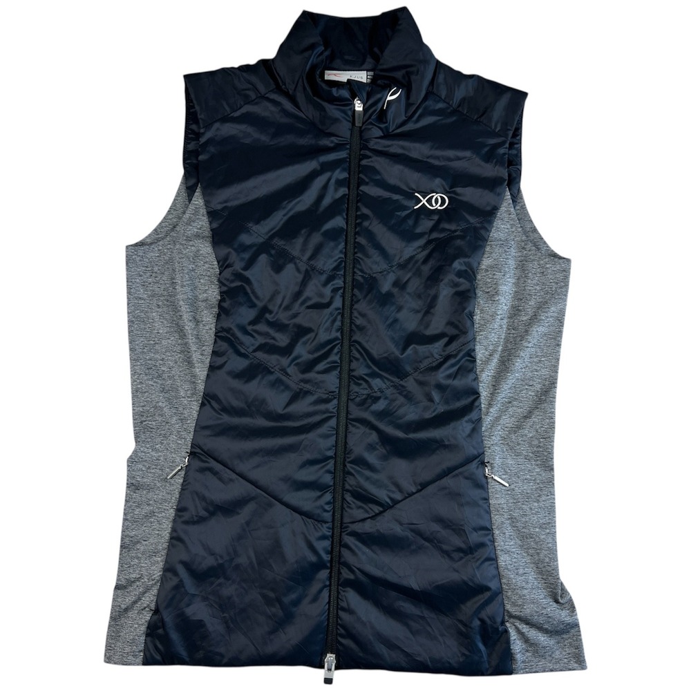 KJUS Radiation Vest Women's 40 Large Black Gray Full Zip Quilted Golf Athleisure